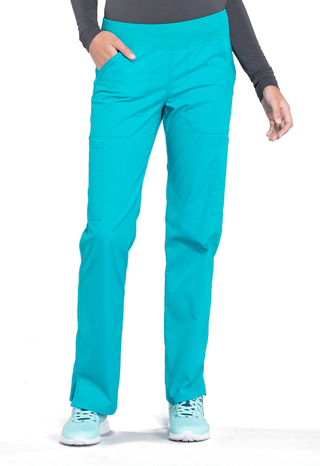 Women's Mid Rise Straight Leg Pull-on Cargo Pant - Teal Blue